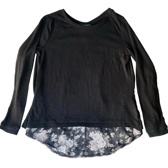 Metaphor Women’s Long Sleeve Screw Neck Blouse size S, Black White,Floral Detail - Picture 1 of 8